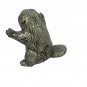Handcrafted Ceramic Beaver Figurine Set Of Three Gray Black Textured Detailing