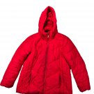 Faded Glory Womens 1X Red Hooded Puffer Jacket Lightweight Polyester Warm Winter