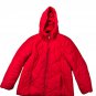 Faded Glory Womens 1X Red Hooded Puffer Jacket Lightweight Polyester Warm Winter