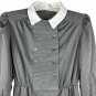 Vintage Gray Striped Long Sleeve Dress Size 14 Button Front White Collar