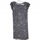 Loft Plus Womens Floral Ruffle Sleeve Dress Size 18 Polyester Gray Pink Blue