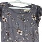 Loft Plus Womens Floral Ruffle Sleeve Dress Size 18 Polyester Gray Pink Blue