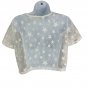 Shein White Mesh Star Pattern Womens Cropped Top Size S Short Sleeve Lightweight