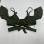Becca Green Bikini Top Womens Size Small Ruffle Sleeve Wrap Tie Nylon Swimwear