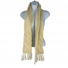 Knitted Beige Scarf With Fringed Ends & Basket-Weave Pattern For Women Knitted Beige Scarf With Fringed Ends & Basket-Weave Pattern For Women