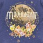 Mighty Fine Womens Graphic Moonlight Tee Shirt L Blue Floral Casual Soft Blend