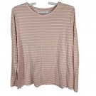 Time And Tru Womens XL Long Sleeve Pink White Striped Shirt Lightweight Soft Tee