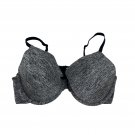 Heather Gray Padded Underwire T-Shirt Bra Full Coverage Size 38D Nylon/Spandex