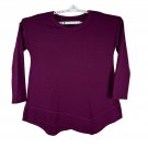 St Johns Bay Womens Large Purple Long Sleeve Asymmetrical Hem Knit Top