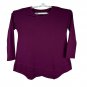St Johns Bay Womens Large Purple Long Sleeve Asymmetrical Hem Knit Top