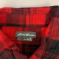 Eddie Bauer Mens XL Red & Black Plaid 100% Cotton Button-Down Shirt