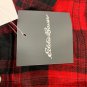 Eddie Bauer Mens XL Red & Black Plaid 100% Cotton Button-Down Shirt
