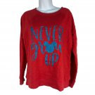 Time And Tru Womens Red Crewneck Sweatshirt M Never Grow Up Graphic Design