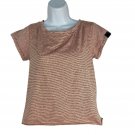 Jo+Jax XSA Womens Striped Cutout Back Activewear Top X-Small Adult Coral Black