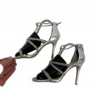 Jessica Simpson Silver & Black Rhinestone Strappy Heels 9M/40