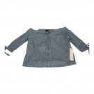 Lumiere Womens Blue Gingham Off-Shoulder Cotton Blouse Size Large