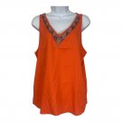 American Eagle Outfitters Womens Orange V-Neck Beaded Sleeveless Top Small