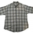 Calvin Klein Jeans Mens Button-Down Shirt S Plaid Gray/Beige Short Sleeve Casual