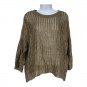 Más Animale Womens Open-Knit Top S Brown Metallic Lightweight