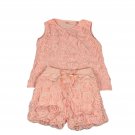 Girls Floral Sleeveless Top & Shorts Set Size 8 Pink 65% Cotton 35% Polyester