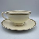 Homer Laughlin Eggshell Georgian Cup & Saucer Set Gold Trim Vintage China USA