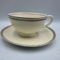 Homer Laughlin Eggshell Georgian Cup & Saucer Set Gold Trim Vintage China USA