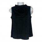 Ann Taylor Black Sleeveless Ruffle Neck Blouse Size XS Cotton Blend Womens Top