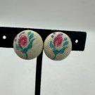 Vintage Floral & Blue Clip-On Earrings Set