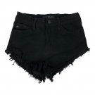 KanCan Womens Black Distressed High Rise Frayed Hem Denim Shorts Size W5 26
