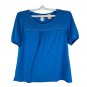 Faded Glory Womens Blue Short Sleeve Top Size 1X Blue Embellished Keyhole Back