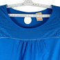 Faded Glory Womens Blue Short Sleeve Top Size 1X Blue Embellished Keyhole Back