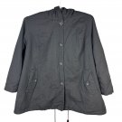 Woman Within 34W Black Hooded Jacket With Sherpa Lining & Button Front Closure