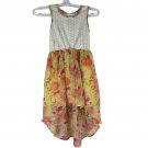 Real Love Girls' High-Low Floral Dress With Lace Bodice Size 7/8 Multicolor