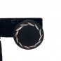 Vintage Black Circle Clip-On Earrings With Silver Leaf Design