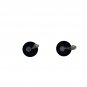 Vintage Black Circle Clip-On Earrings With Silver Leaf Design