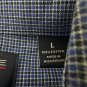 Roundtree And Yorke Mens Blue Check Long Sleeve Button Down Shirt Size L Cotton