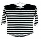 Time And Tru Womens Striped Black White 3/4 Sleeve Top Size XXL Rayon Blend