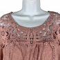 Fig And Flower Women's Pink Lace Boho Blouse Size M