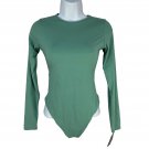 Auden Womens Green Long Sleeve Bodysuit Size S Luxury Collection Lightweight