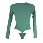 Auden Womens Green Long Sleeve Bodysuit Size S Luxury Collection Lightweight
