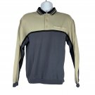 David Taylor Mens Long Sleeve Polo Shirt Size M Colorblock Khaki Gray