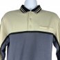 David Taylor Mens Long Sleeve Polo Shirt Size M Colorblock Khaki Gray
