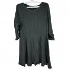Style & Co Womens 1X Gray Long Sleeve Ribbed Dress Cotton Blend Casual Loose Fit