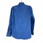 Egara Mens XL Blue Checkered Non-Iron Dress Shirt 100% Cotton Long Sleeve