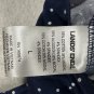 Lands End Polka Dot Womens Top L Navy Short Sleeve Button Front Blouse
