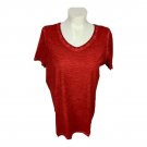 Roamans Womens Plus Size Red V-Neck Short Sleeve T-Shirt 1X 22/24 Lightweight