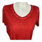 Roamans Womens Plus Size Red V-Neck Short Sleeve T-Shirt 1X 22/24 Lightweight