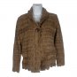 Alfred Dunner Womens Petite Sweater PS Brown Chunky Knit Shawl Collar Button