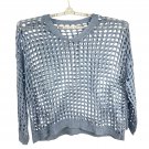 Open Knit Light Blue Women’s Sweater 4XL Long Sleeve Crew Neck Casual