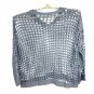 Open Knit Light Blue Women&acirc;��s Sweater 4XL Long Sleeve Crew Neck Casual